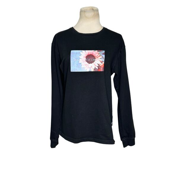 Publish black pink flower print long sleeves sweatshirt size Small - Picture 1 of 12